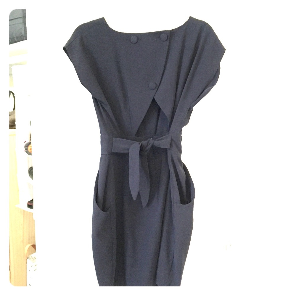 Vintage Louche Navy Cocktail Dress (w/pockets!!)